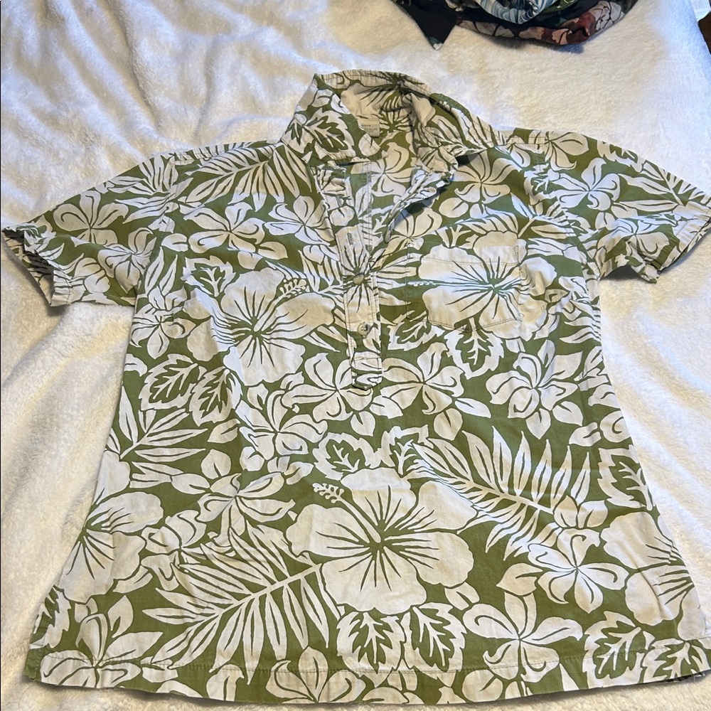 Tropical Green Floral Men's Casual Shirt